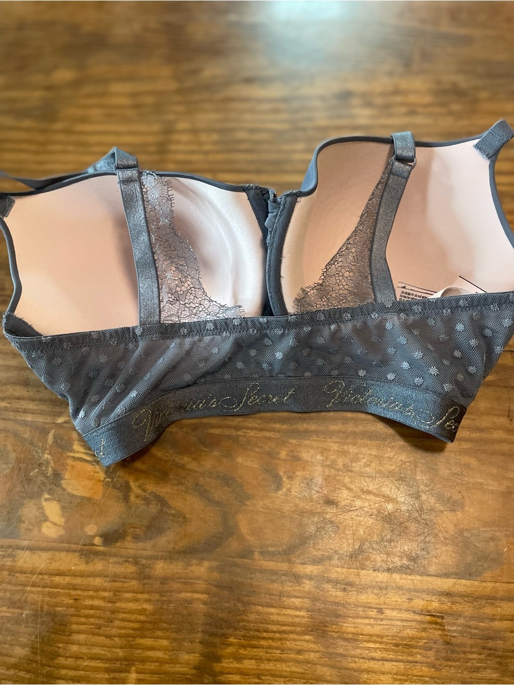 Victoria's Secret Gray Lace-Trim T-Shirt Lightly Lined  Bra, Women’s 36 DDD